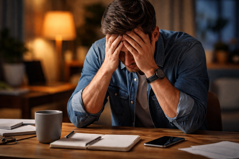 Person stressed with phone